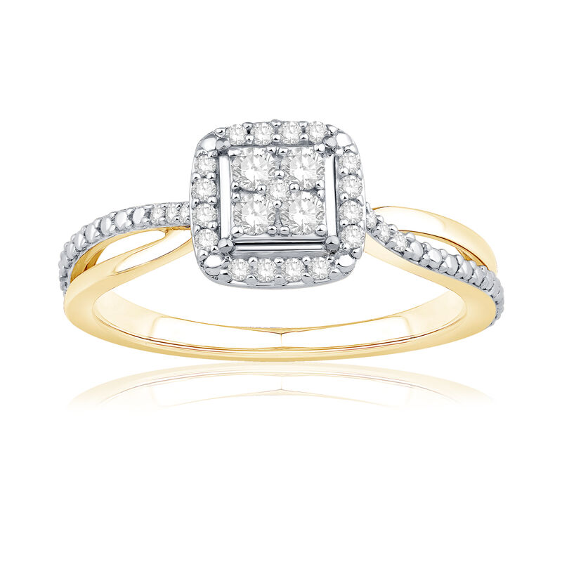 Diamond 1/4ctw. Halo Promise Ring in 10k Yellow Gold image number null